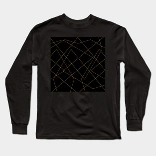 Gold Black line art Geometric Design Long Sleeve T-Shirt